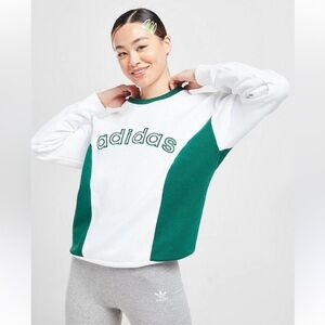 Adidas Women's White and Green Sweatshirt